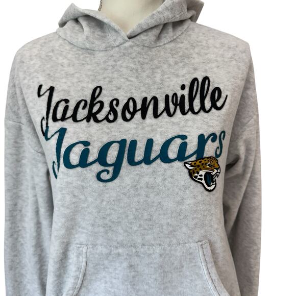 NFL Jacksonville Jaguars Sweatshirt Womens Small Gray Terry Velour Hoodie - Picture 5 of 13